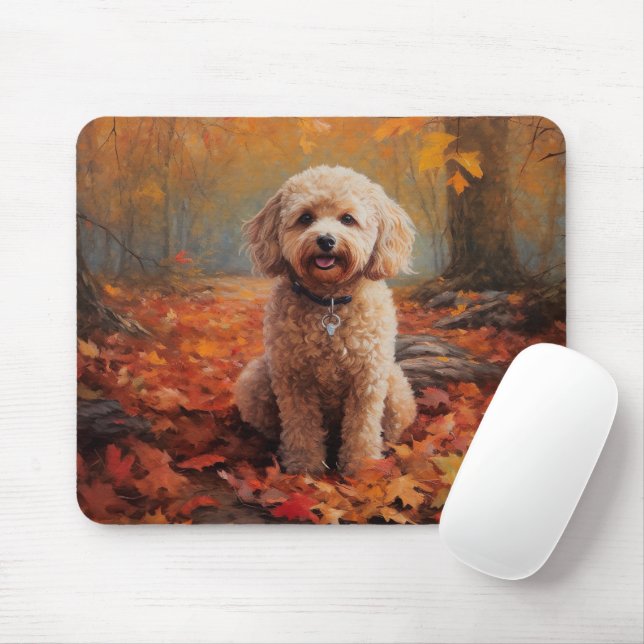 Cockapoo in Autumn Leaves Fall Inspire Mouse Pad (With Mouse)