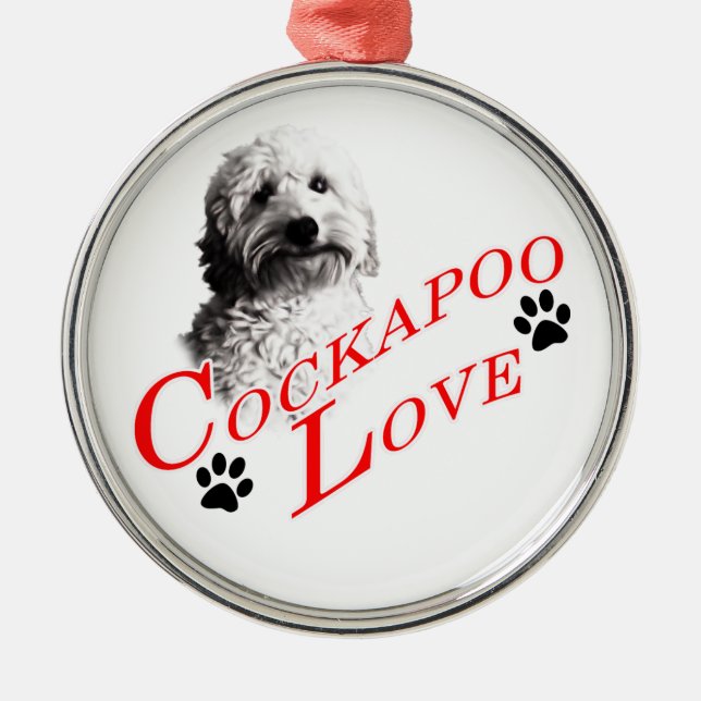 Cockapoo Love Metal Tree Decoration (Front)