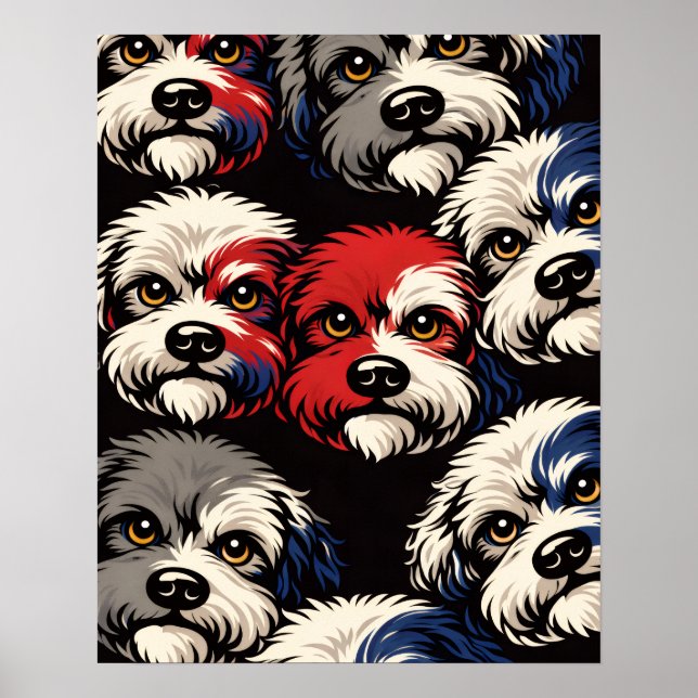 Cockapoo Pattern Wall Art Gift for Dog Lovers (Front)