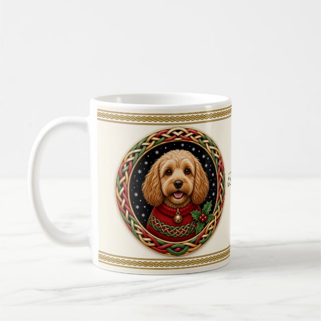 Cockapoo Personalised Christmas Dog Coffee Mug (Left)