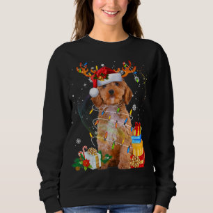 Cockapoo Reindeer Christmas Lights Funny Dog Xmas Sweatshirt