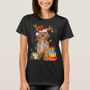 Cockapoo Reindeer Christmas Lights Funny Dog Xmas T-Shirt