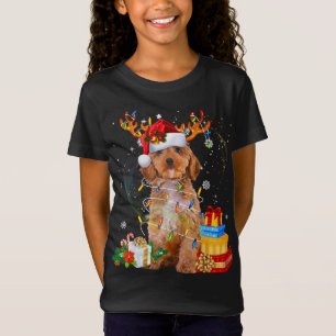 Cockapoo Reindeer Christmas Lights Funny Dog Xmas T-Shirt