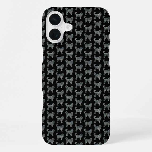 Cockapoo Silhouette Yellow & Black Grid iPhone Case (Back)