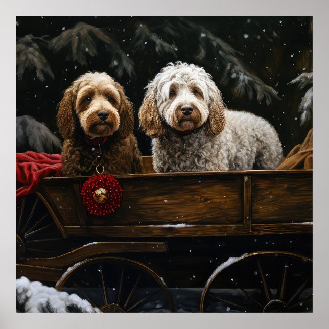 Cockapoo Snowy Sleigh Christmas Decor   (Front)
