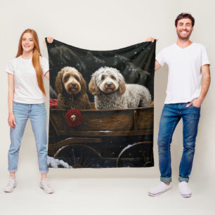 Cockapoo Snowy Sleigh Christmas Decor    Fleece Blanket