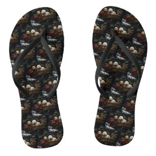 Cockapoo Snowy Sleigh Christmas Decor Jandals