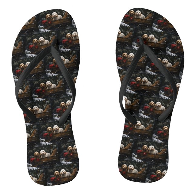 Cockapoo Snowy Sleigh Christmas Decor   Jandals (Footbed)