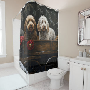 Cockapoo Snowy Sleigh Christmas Decor     Shower Curtain