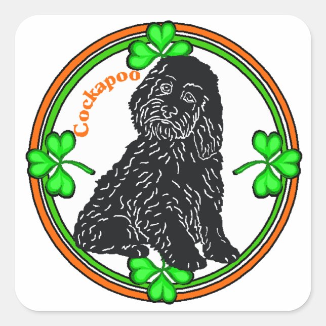 Cockapoo St Patrick's Day Square Sticker (Front)