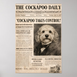 Cockapoo Vintage Newspaper Poster Dog Wall Art