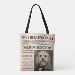 Cockapoo Vintage Newspaper Tote Bag