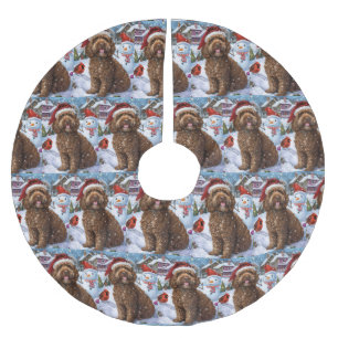 Cockapoo Winter Wonderland Christmas Joy Brushed Polyester Tree Skirt