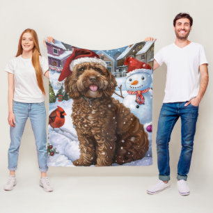 Cockapoo Winter Wonderland Christmas Joy Fleece Blanket