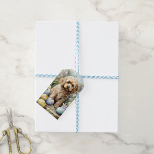 Cockapoo with Easter Eggs Holiday Gift Tags