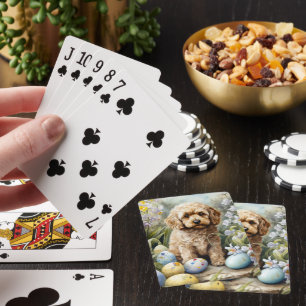 Cockapoo with Easter Eggs Holiday Playing Cards
