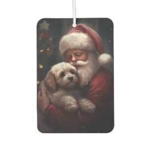 Cockapoo With Santa Claus Festive Christmas  Car Air Freshener
