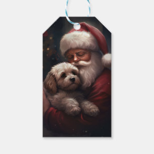 Cockapoo With Santa Claus Festive Christmas Gift Tags