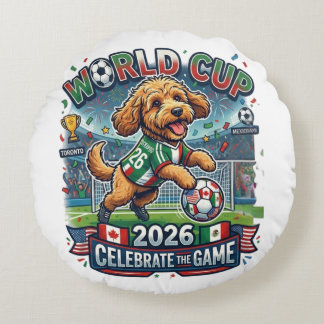Cockapoo World Cup 2026 Round Cushion