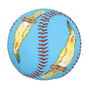 Cockatiel bird cartoon illustration baseball