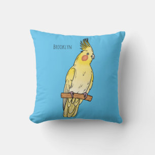 Cockatiel bird cartoon illustration cushion
