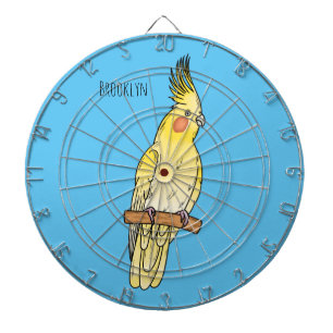 Cockatiel bird cartoon illustration dartboard