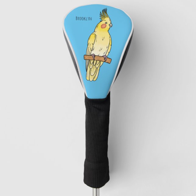 Cockatiel bird cartoon illustration golf head cover (Front)
