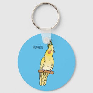 Cockatiel bird cartoon illustration  key ring