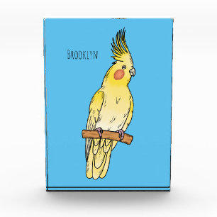 Cockatiel bird cartoon illustration photo block