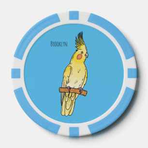 Cockatiel bird cartoon illustration poker chips