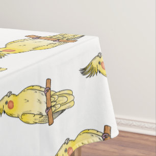 Cockatiel bird cartoon illustration tablecloth