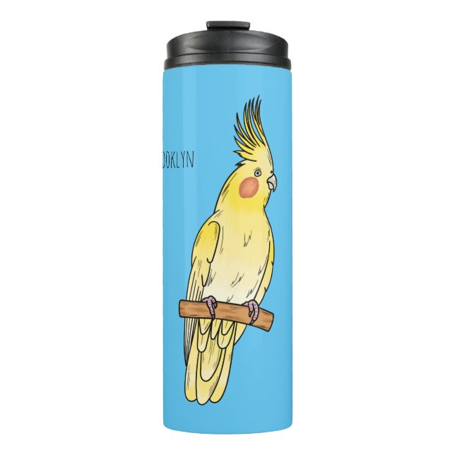 Cockatiel bird cartoon illustration  thermal tumbler (Front)