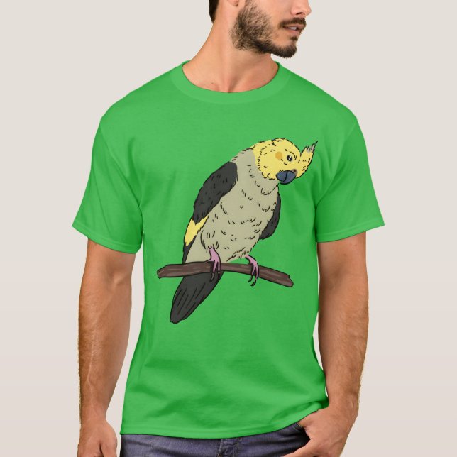 Cockatiel Bird on a Branch Birds Lover Design vint T-Shirt (Front)