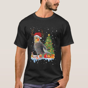 Cockatiel Bird Santa Christmas Tree Lights Funny X T-Shirt