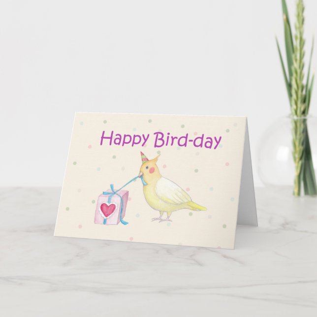 Cockatiel Birthday Card Funny Happy Bird Day Card (Front)