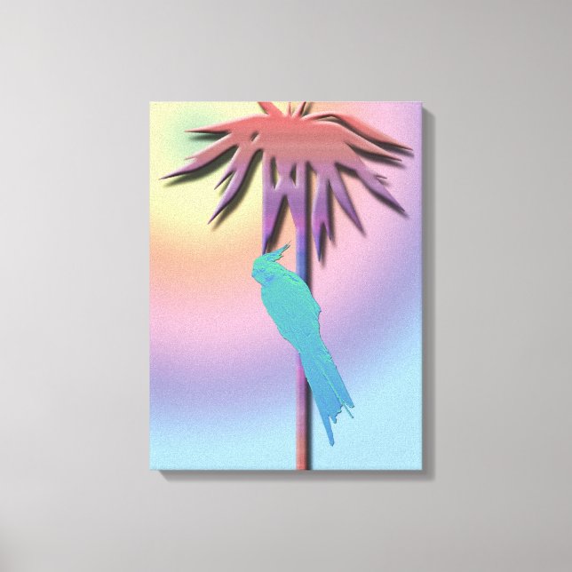 Cockatiel Climbing Palm Tree Canvas Print (Front)