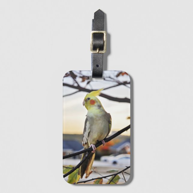 Cockatiel Profile Photograph Luggage Tag (Front Vertical)