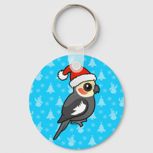 Cockatiel Santa Key Ring