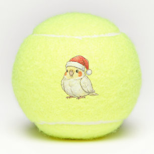 Cockatiel Wearing Santa Hat Tennis Balls