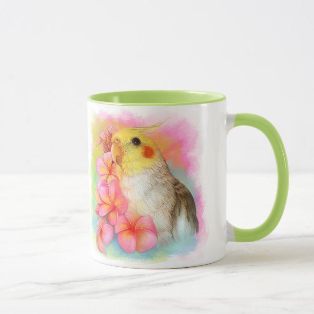 Cockatiel with frangipani mug (Right)