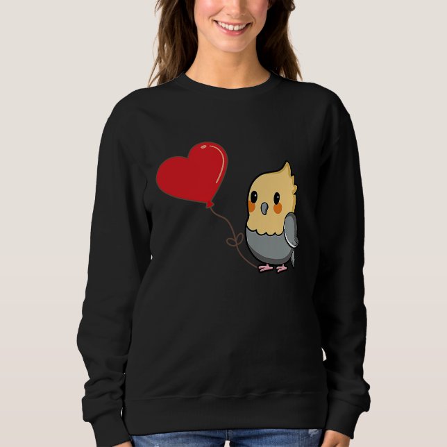 Cockatiel With Heart Balloon Valentines Day Love B Sweatshirt (Front)