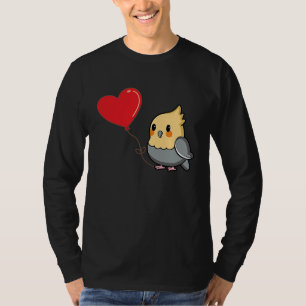 Cockatiel With Heart Balloon Valentines Day Love B T-Shirt