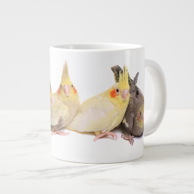 Cockatiels Large Coffee Mug (Front Right)