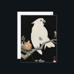 Cockatoo and Pomegranate, fine art by Ohara Koson Holiday Postcard<br><div class="desc">Cockatoo and Pomegranate,   fine art painting by Japanese artist Ohara Koson</div>