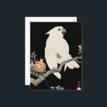 Cockatoo and Pomegranate, fine art by Ohara Koson Holiday Postcard<br><div class="desc">Cockatoo and Pomegranate,   fine art painting by Japanese artist Ohara Koson</div>