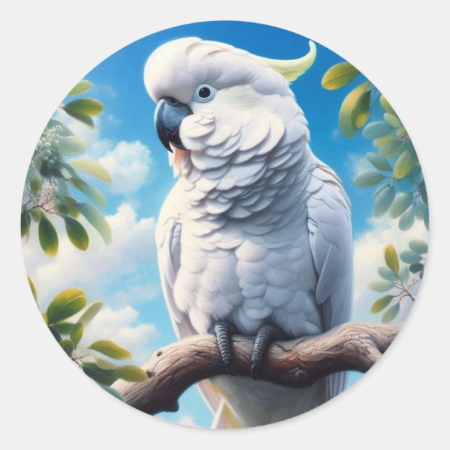 Cockatoo art  classic round sticker (Front)