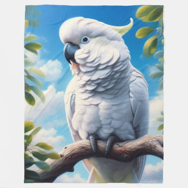 Cockatoo art  fleece blanket (Front)