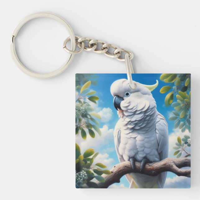 Cockatoo art  key ring (Front)