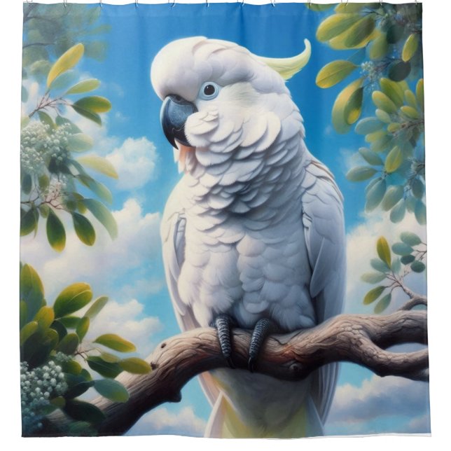 Cockatoo art  shower curtain (Front)