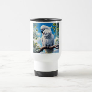 Cockatoo art travel mug